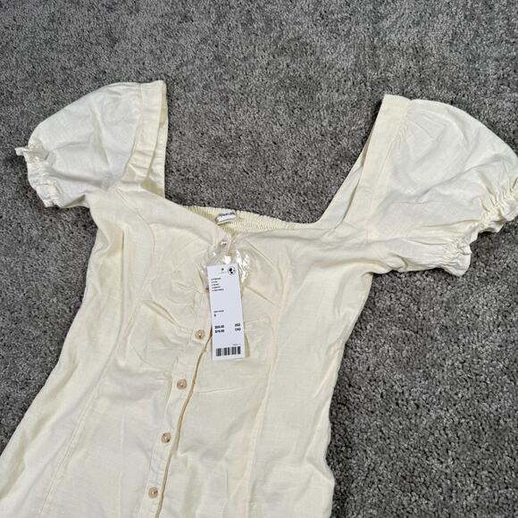 Kimchi Blue Nina Cream Button-Down Milkmaid Mini Dress Sz Small - Picture 1 of 9
